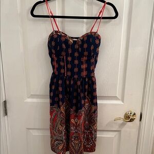 Elegant Strapless Navy and Red Dress